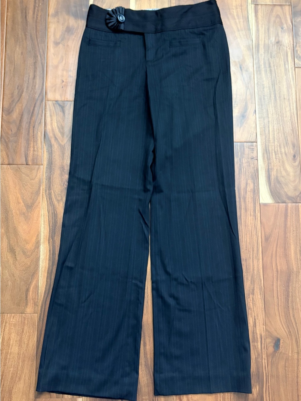 Cartonnier Black Pinstripe Wide-Leg Dress Pants from Anthropology